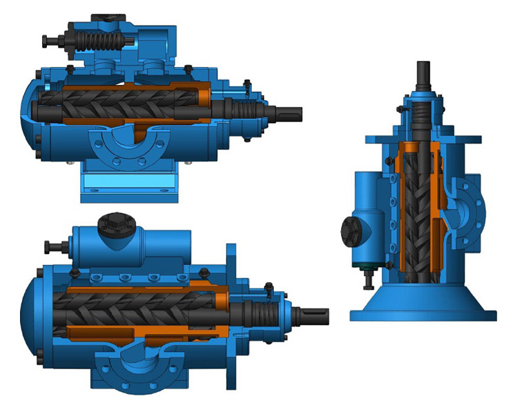 三螺(luo)杆泵内部結構(gòu)圖